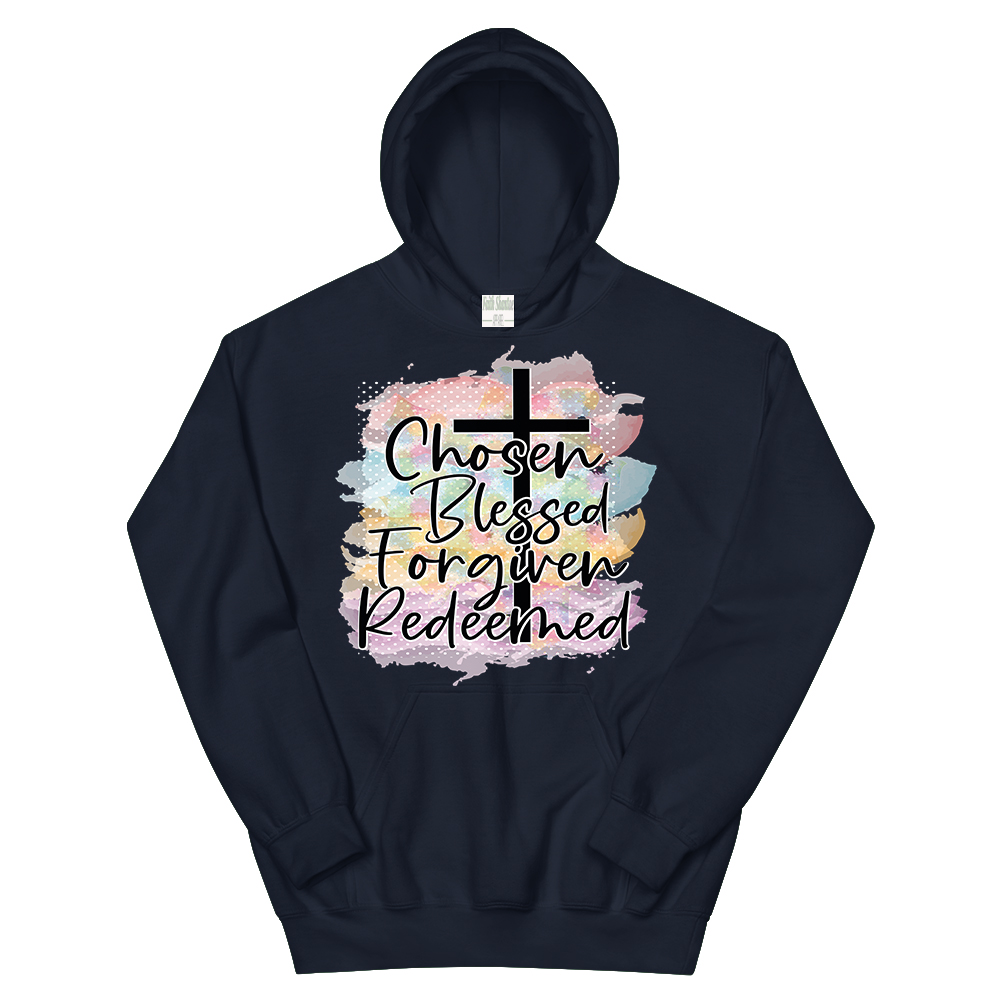 CHOSEN BLESSED FORGIVEN REDEEMED - HOODIE - NAVY