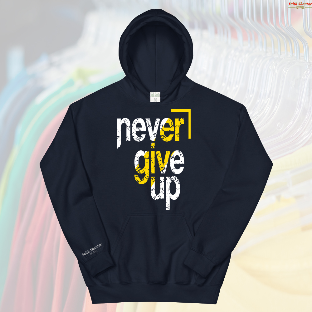 NEVER GIVE UP HOODIE - NAVY
