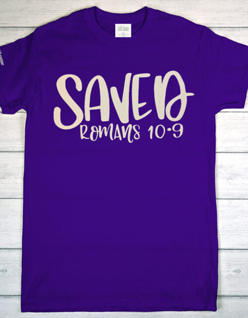 Saved (Romans 10:9)- Adult Short Sleeve T-Shirt