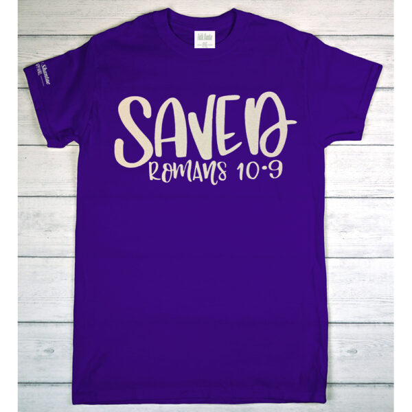 Saved (Romans 10:9)- Adult Short Sleeve T-Shirt