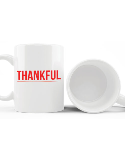 Thankful - White Glossy Printed Porcelain Mug