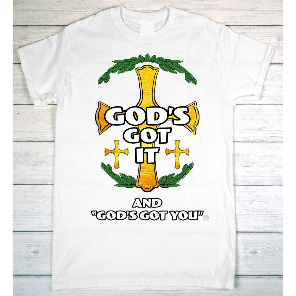 GOD'S GOT IT AND GOD'S GOT YOU - CROSS & LEAVES - WHITE