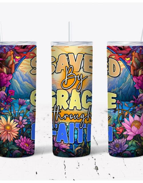 Saved By Grace Through Faith – Stainless Steel Tumbler (20 oz)