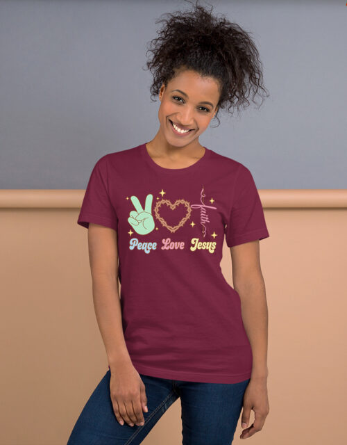 Peace Love Jesus – Adult Short Sleeve T-Shirt