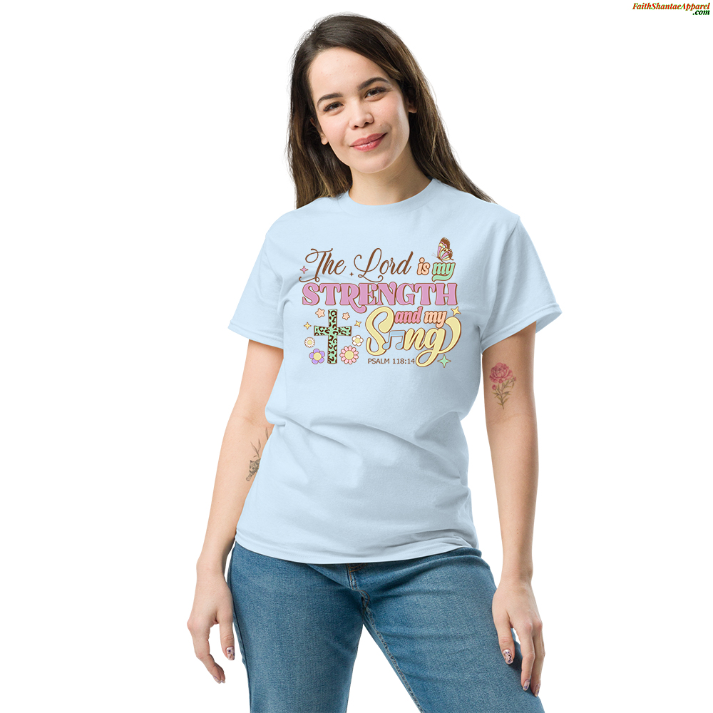 The Lord Is My Strength And Song – Adult Short Sleeve T-Shirt
