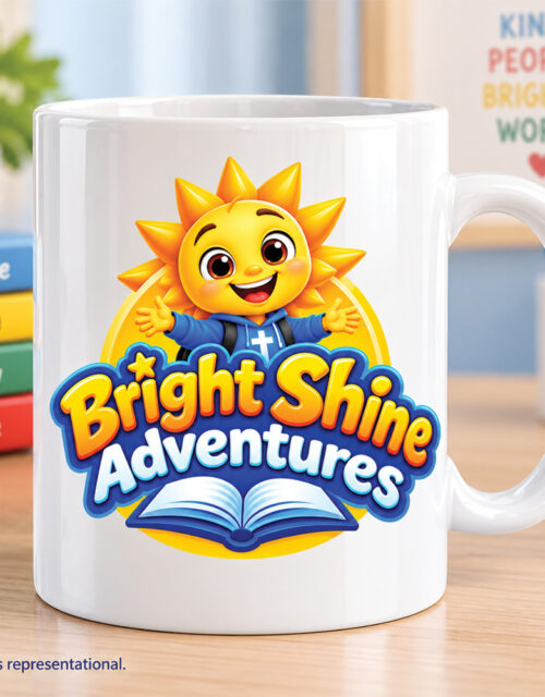 Bright Shine Adventures– White Glossy Printed Porcelain 11oz Mug