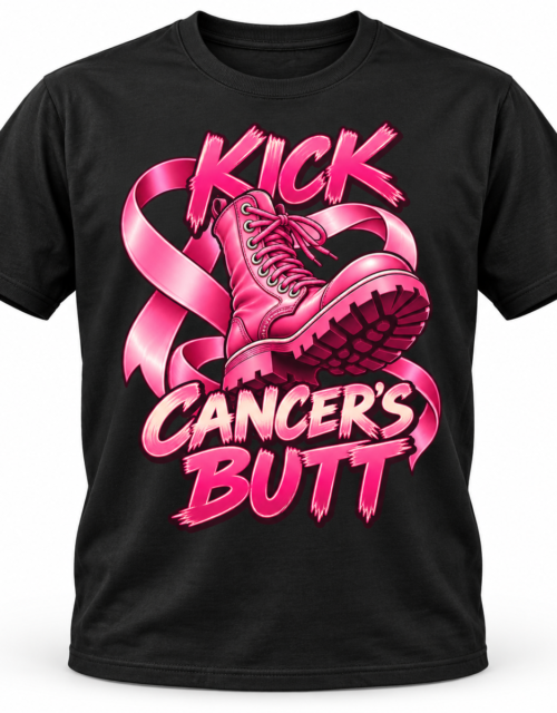 Kick Cancer's Butt (Combat Style)  – Adult Short Sleeve T-Shirt
